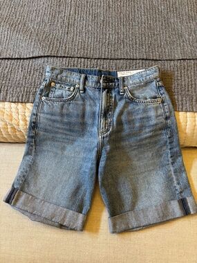 Rag and Bone Andie High-Rise Sewn Rolled Hem Denim Shorts - Blue